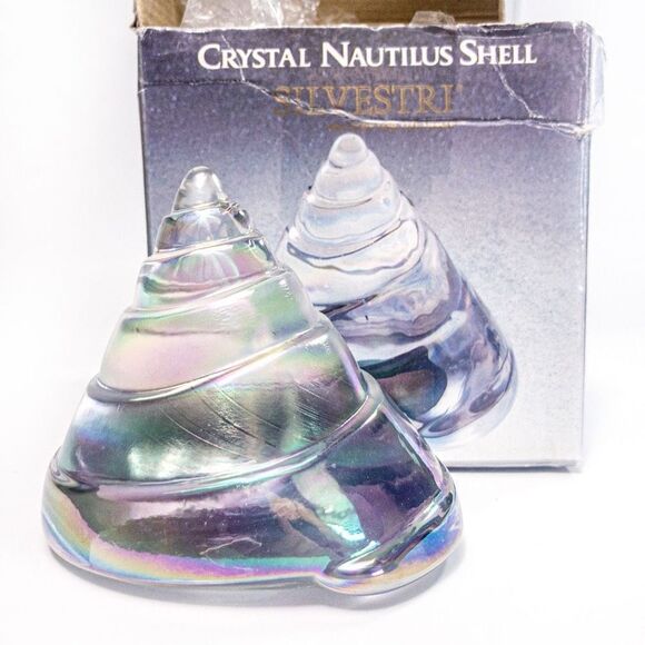 VTG Sylvestri Large Crystal Nautilus Shell Paperweight - Picture 2 of 11